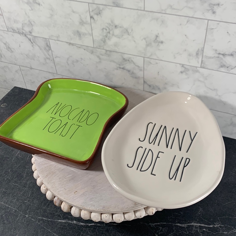 Rae Dunn set of new SUNNY SIDE UP plate and AVOCADO TOAST ceramic